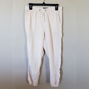 100% Linen Rachel Roy Women's Cream Colored Slacks Size Medium
